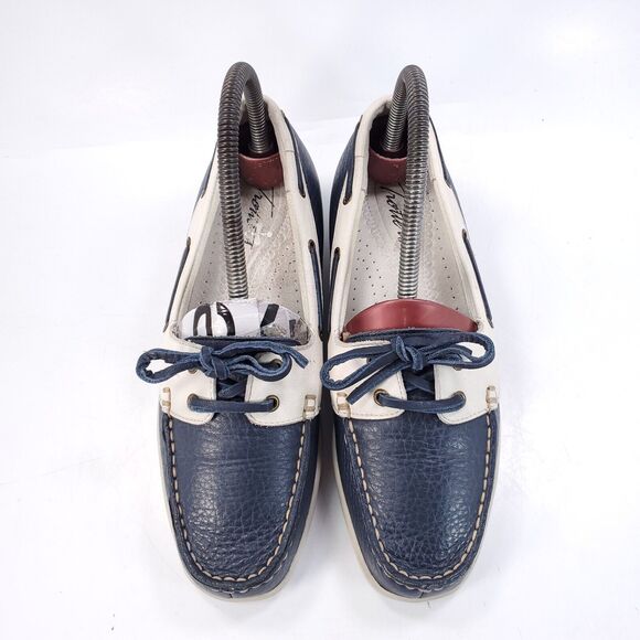Trotters Zara Casual Lace Up Boat Shoe Womens Size 7 T1217-123 Blue White - Picture 2 of 9